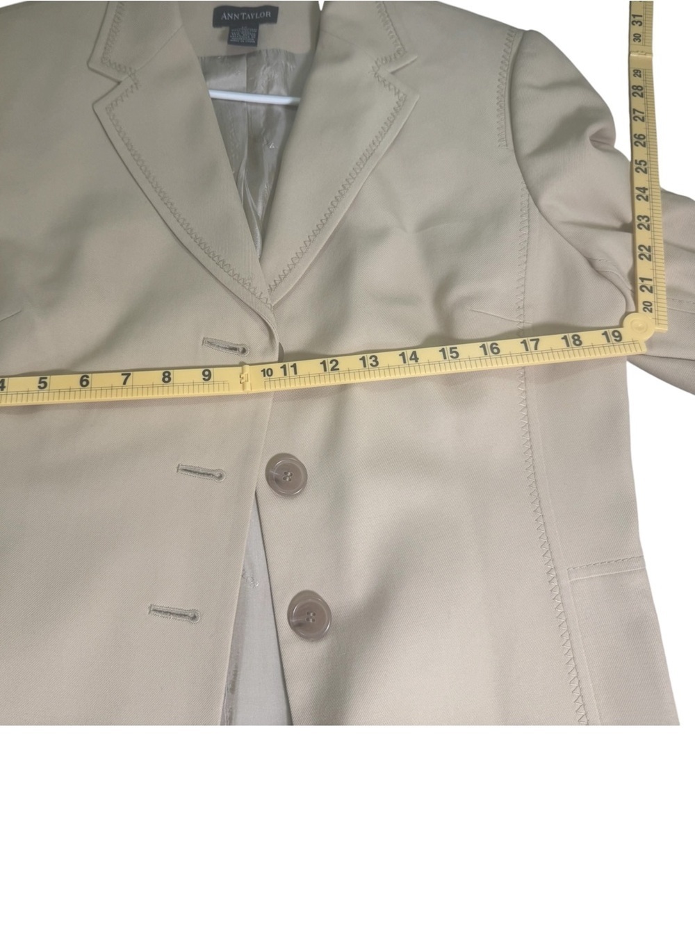Ann Taylor Light Beige Tailored Three-Button Blazer - Picture 8 of 9